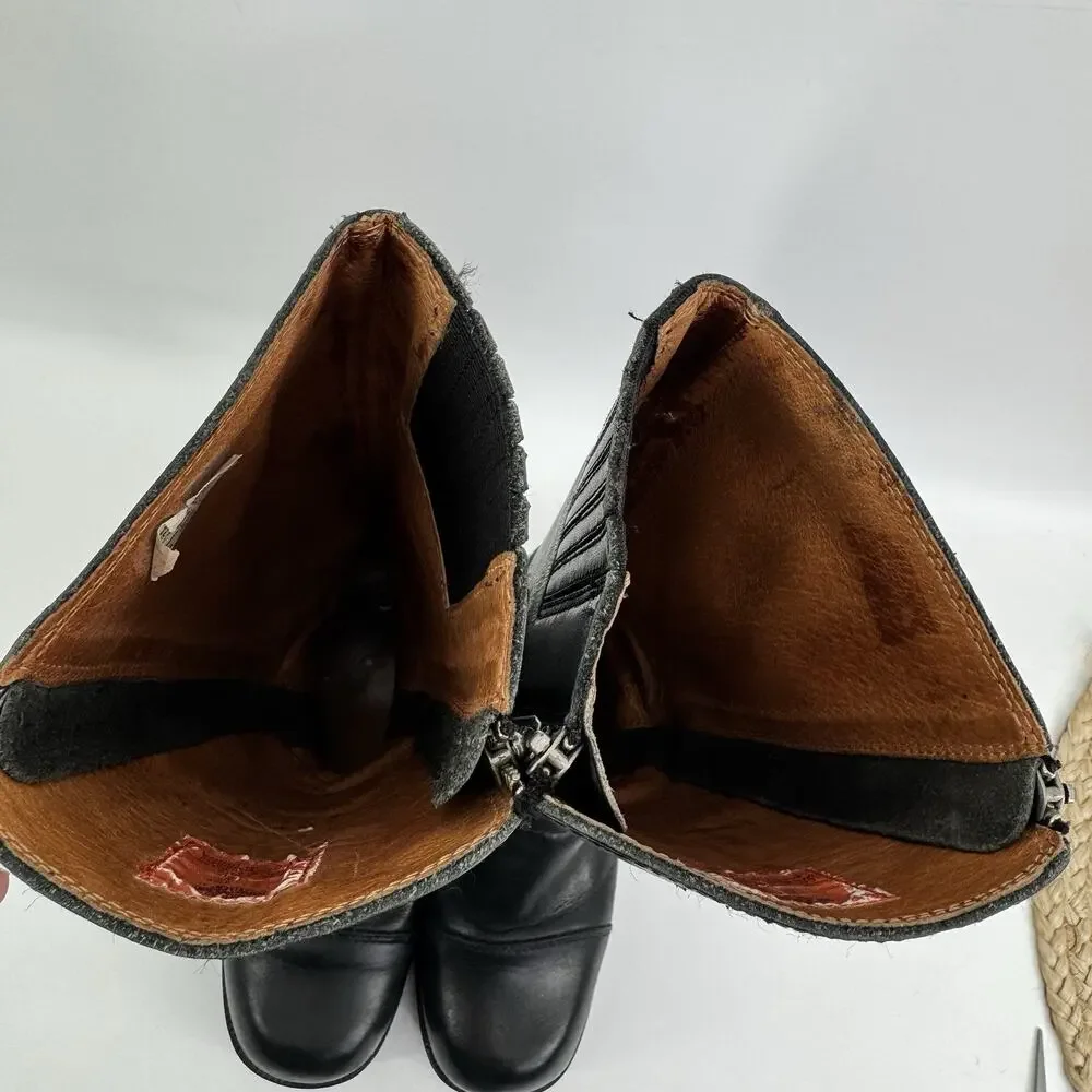 Vintage Harley-Davidson Tall Boots Women 6 Black Riding Eagle Logo Leather - Picture 12 of 16